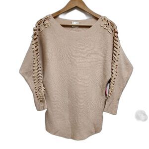 Siren Lily Maternity Sweater Women S Blush Pink Scoop Cutout 3/4 Slv Faux Pearl